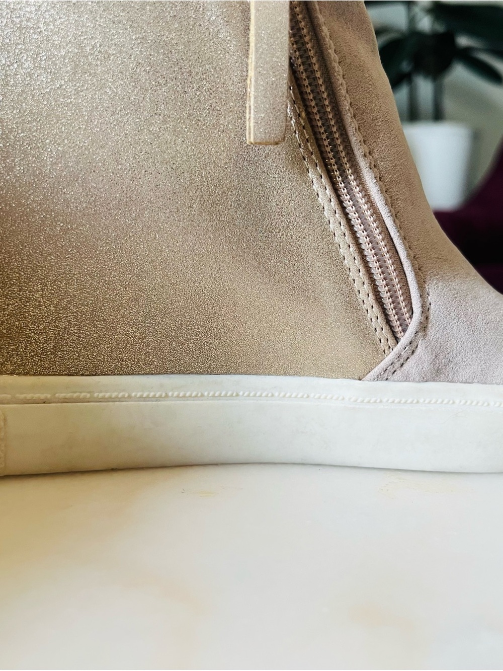 Women’s Suede Slip-On Sneaker Boot in Light Pink - Picture 7 of 10
